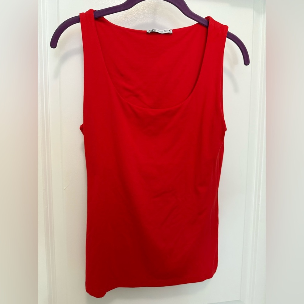 Zara Red Wide Strap Tank Top